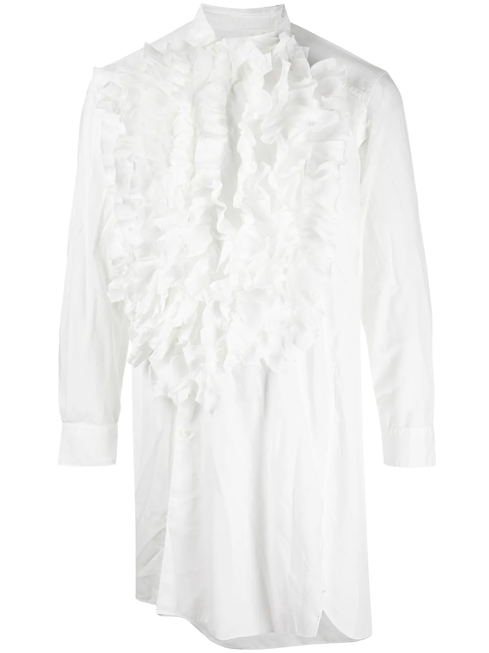 

Comme Des Garçons Homme Plus ruffle-front asymmetric hem shirt - White