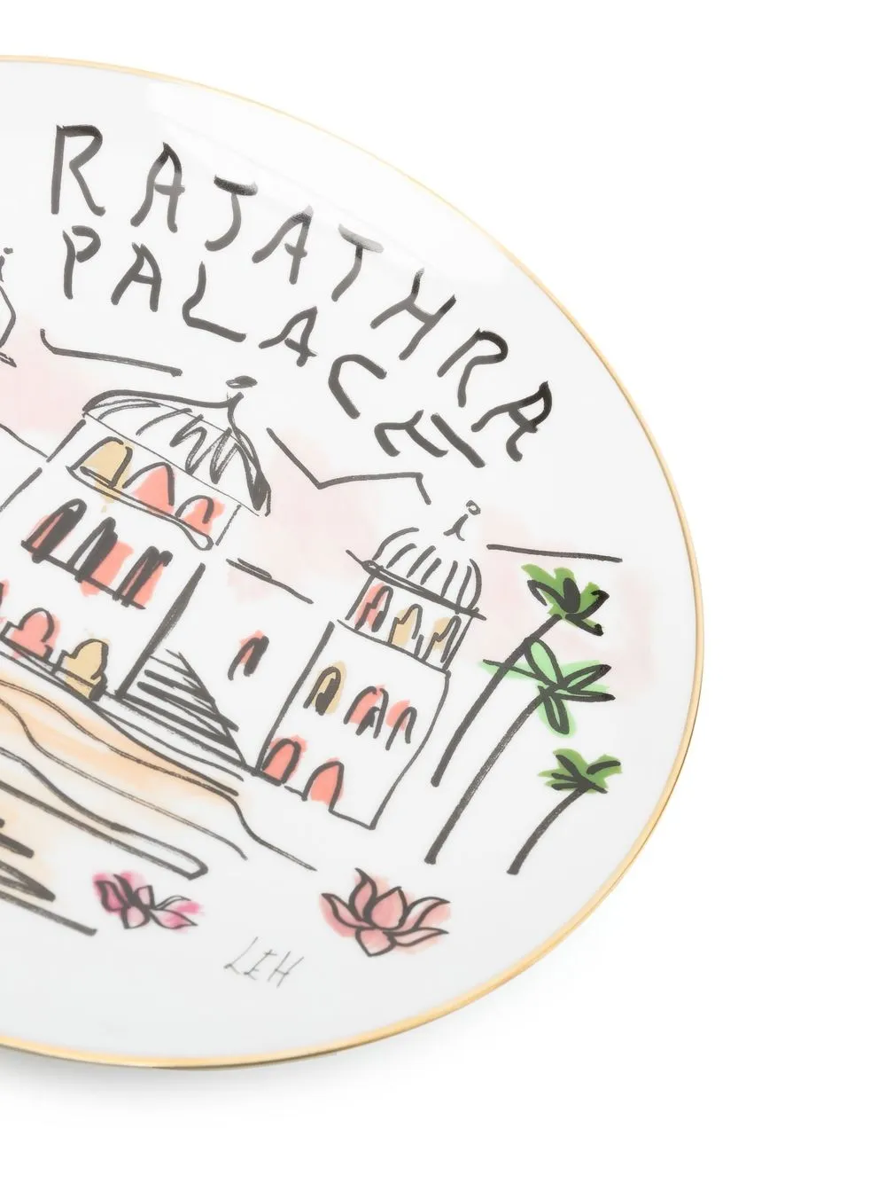Ginori 1735 Profumi Luchino Printed Porcelain Plate In Weiss
