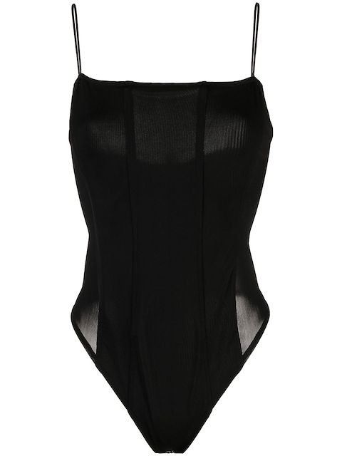 Good American mesh-design corset body