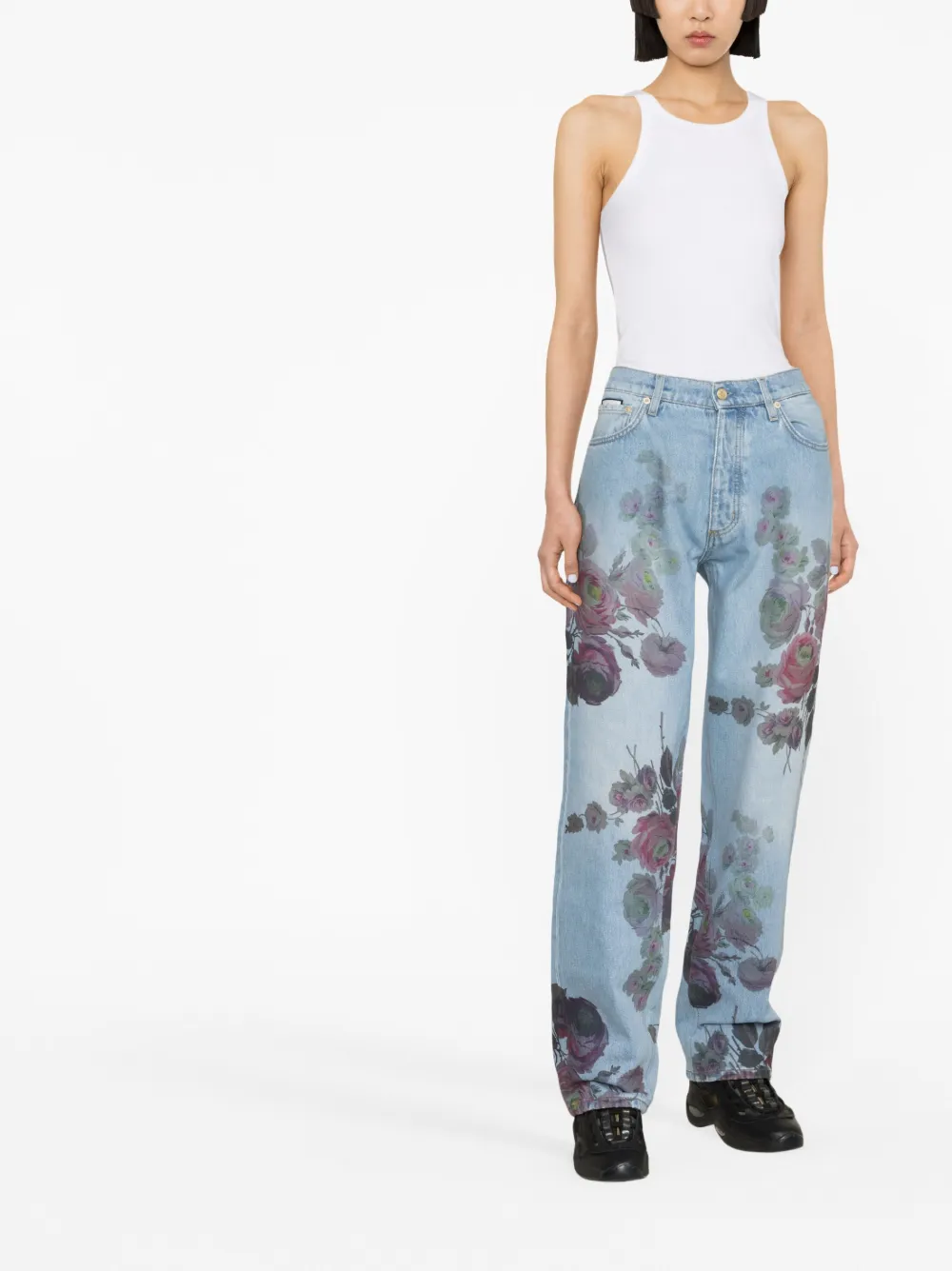 Eytys Broek met bloemenprint - Blauw