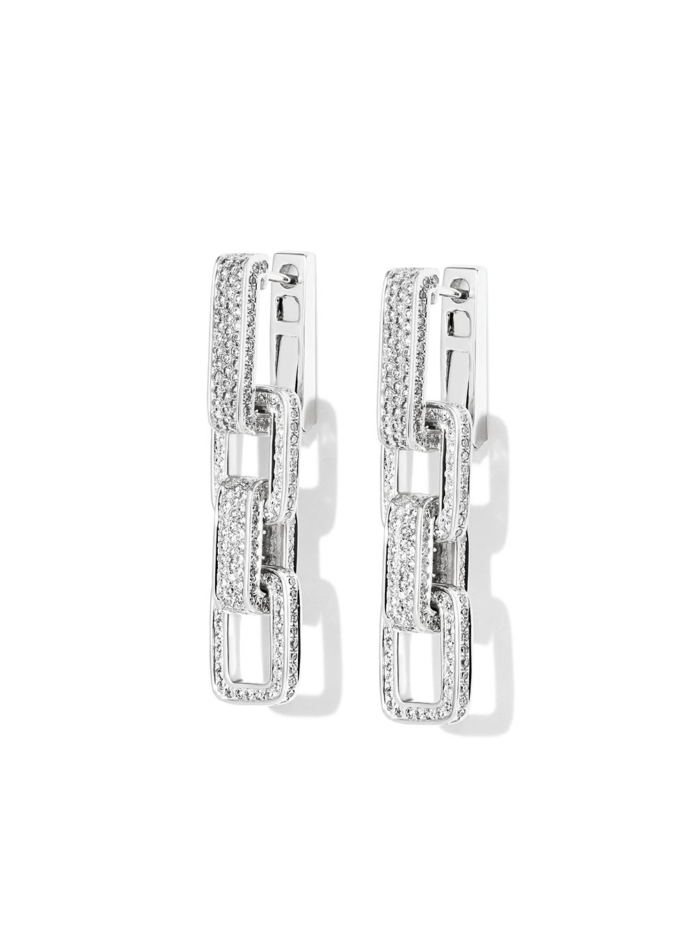 Shay 18kt White Gold Triple Deco Link Diamond Earrings In 银色