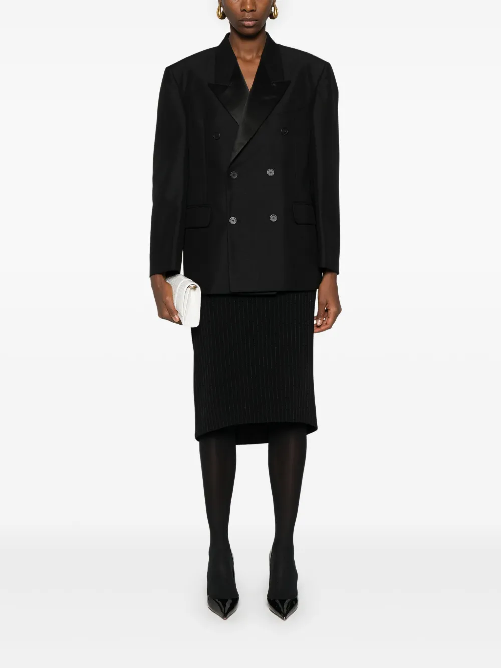  Balenciaga Hourglass Midi Skirt - Black 