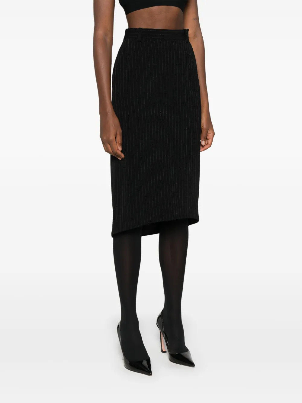  Balenciaga Hourglass Midi Skirt - Black 
