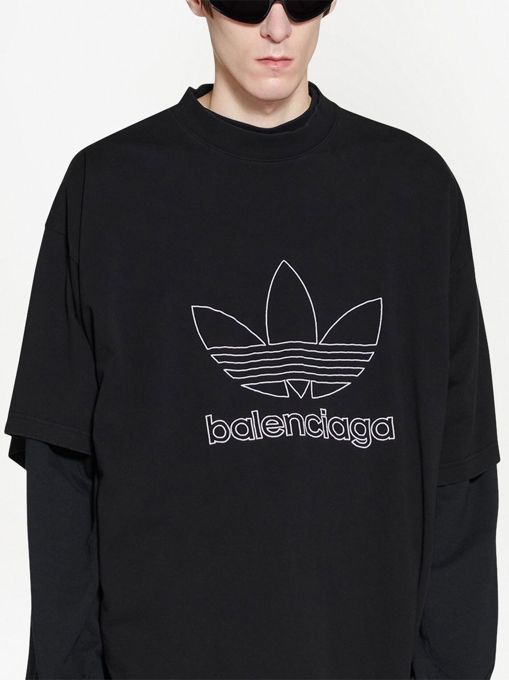 Shop Balenciaga X Adidas Trefoil Print T-shirt In Black