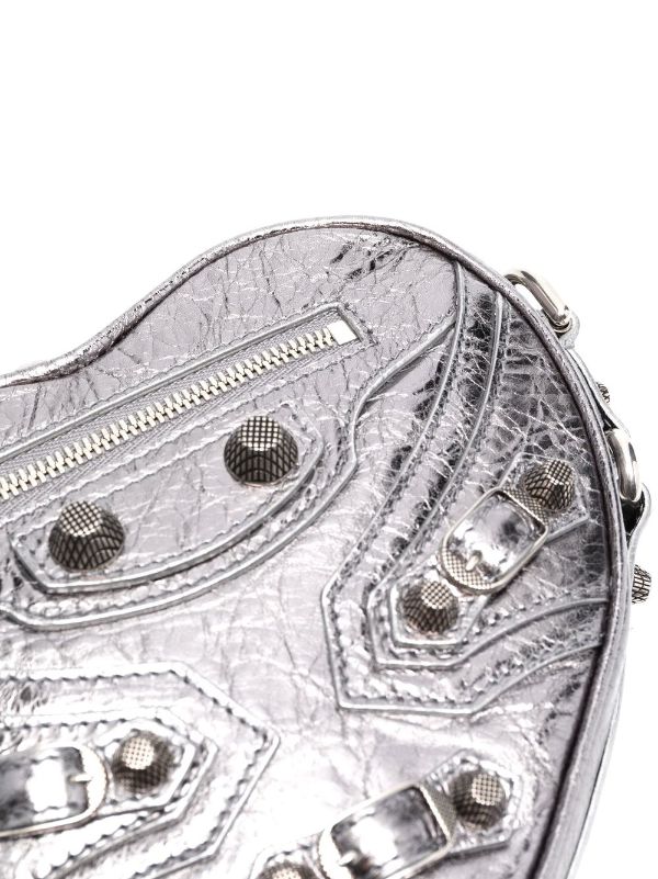 Women's Le Cagole Heart Mini Bag Metallized in Silver