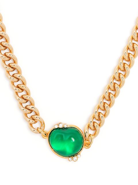 Kenneth Jay Lane chain link stone necklace