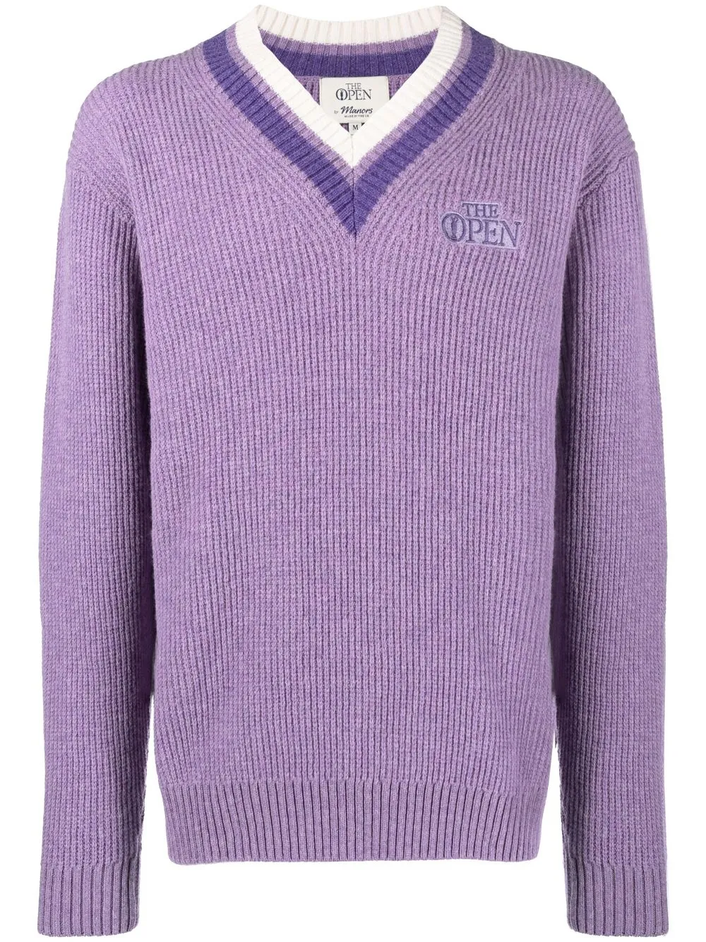 

Manors Golf The Open embroidered V-neck jumper - Purple