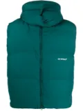 Off-White logo-print padded hooded gilet - Green