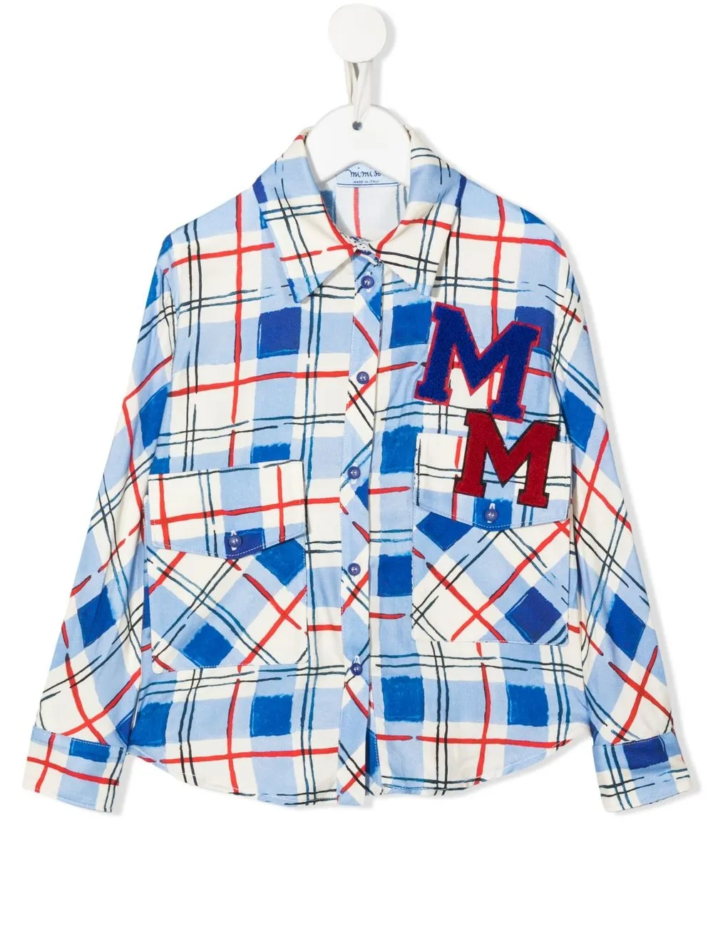 

Mi Mi Sol logo-patch plaid-check shirt - Blue