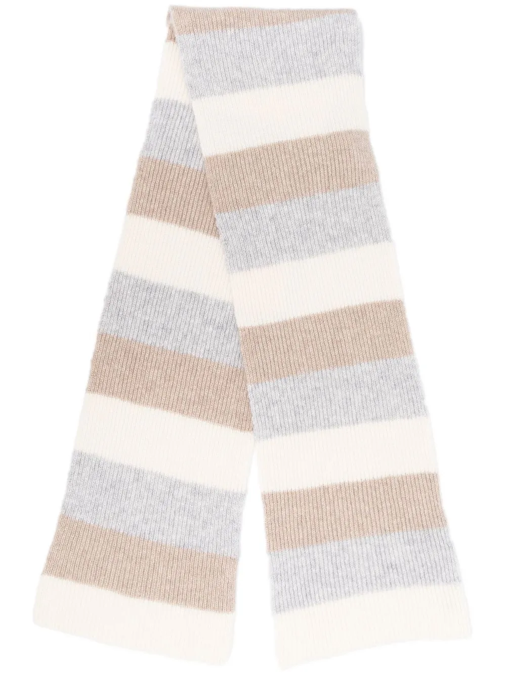 

Eleventy striped ribbed-knit scarf - Neutrals