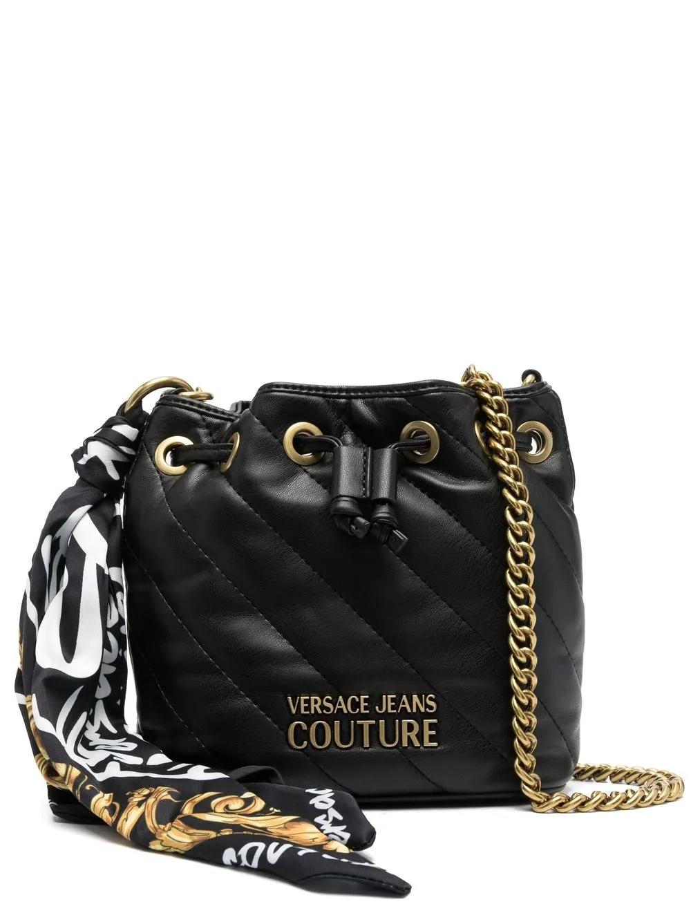 

Versace Jeans Couture bolsa bucket con placa del logo - Negro