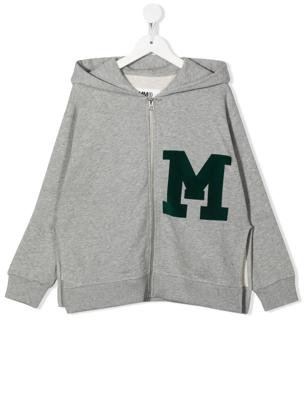 

MM6 Maison Margiela Kids hoodie con cierre y logo - Gris