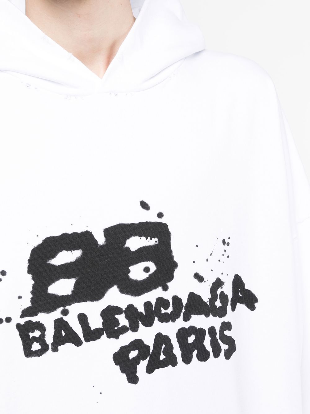 Shop Balenciaga Logo-print Pullover Hoodie In White