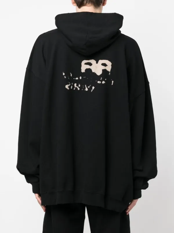 Balenciaga graffiti-logo Cotton Hoodie | Black | FARFETCH