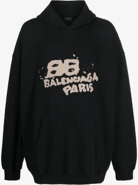 Balenciaga graffiti-logo cotton hoodie
