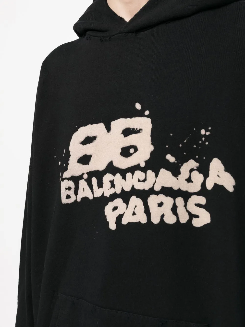 Balenciaga graffiti-logo Cotton Hoodie | Black | FARFETCH