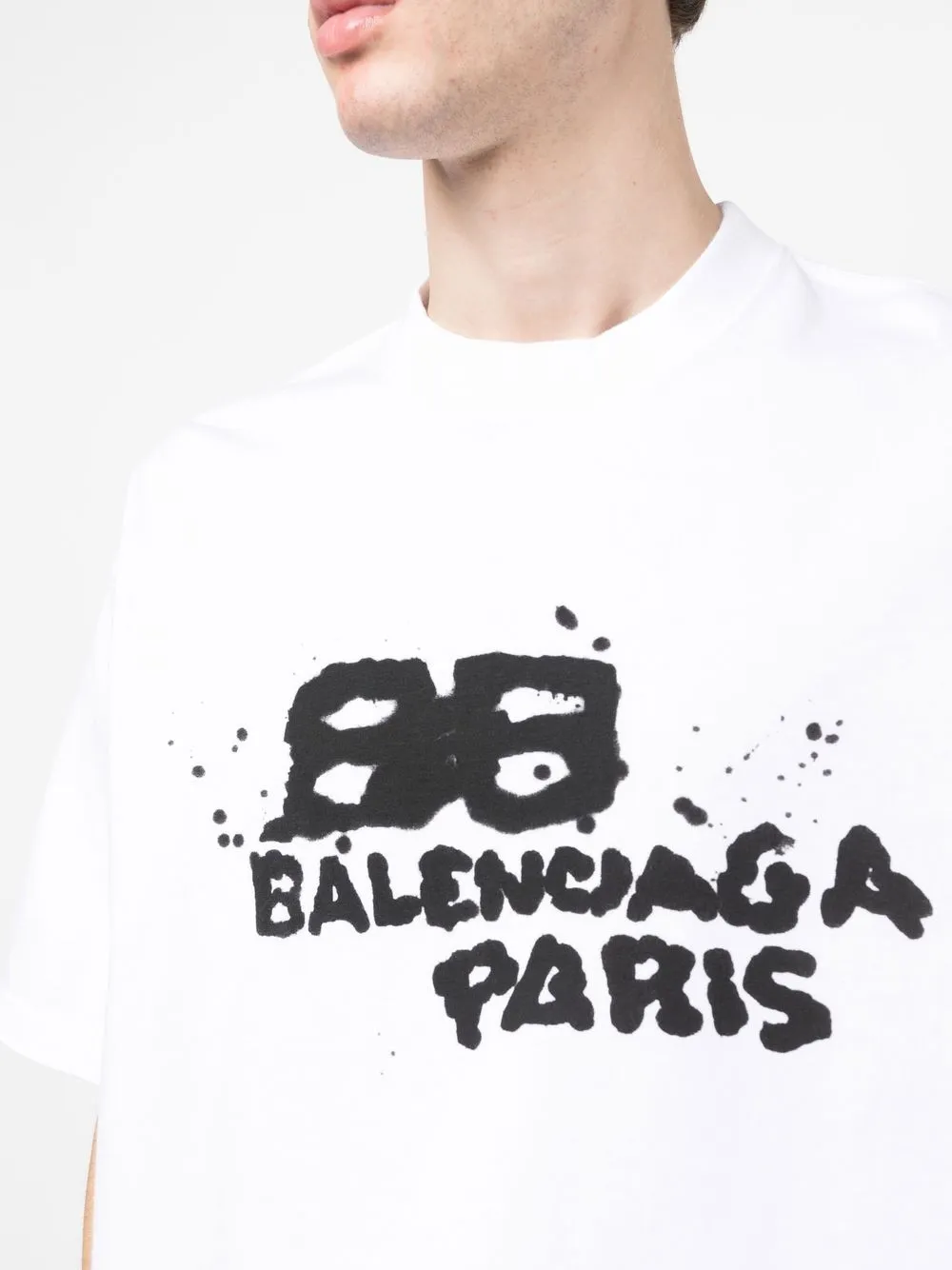 Balenciaga Black Cotton Logo Printed Crew Neck Unisex T-Shirt XS