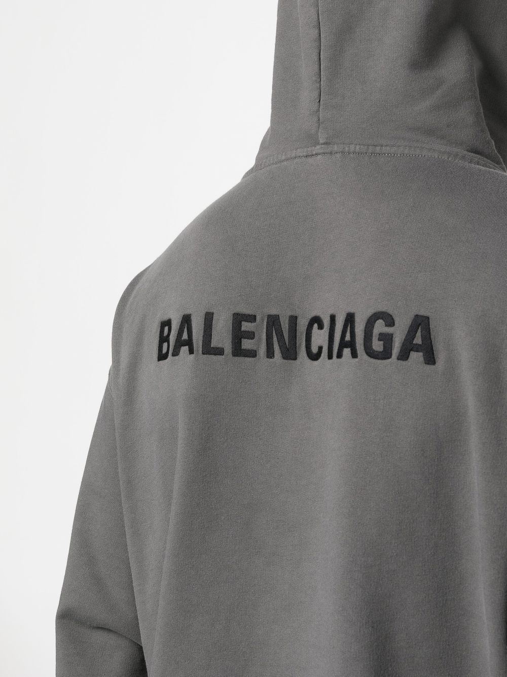 Shop Balenciaga Logo-print Cotton Hoodie In 灰色