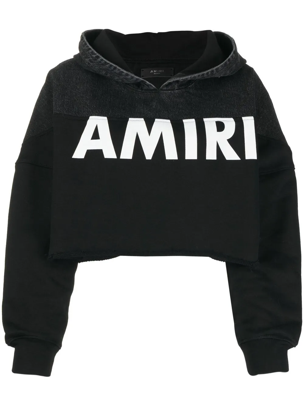 

AMIRI contrasting panel logo-print hoodie - Black