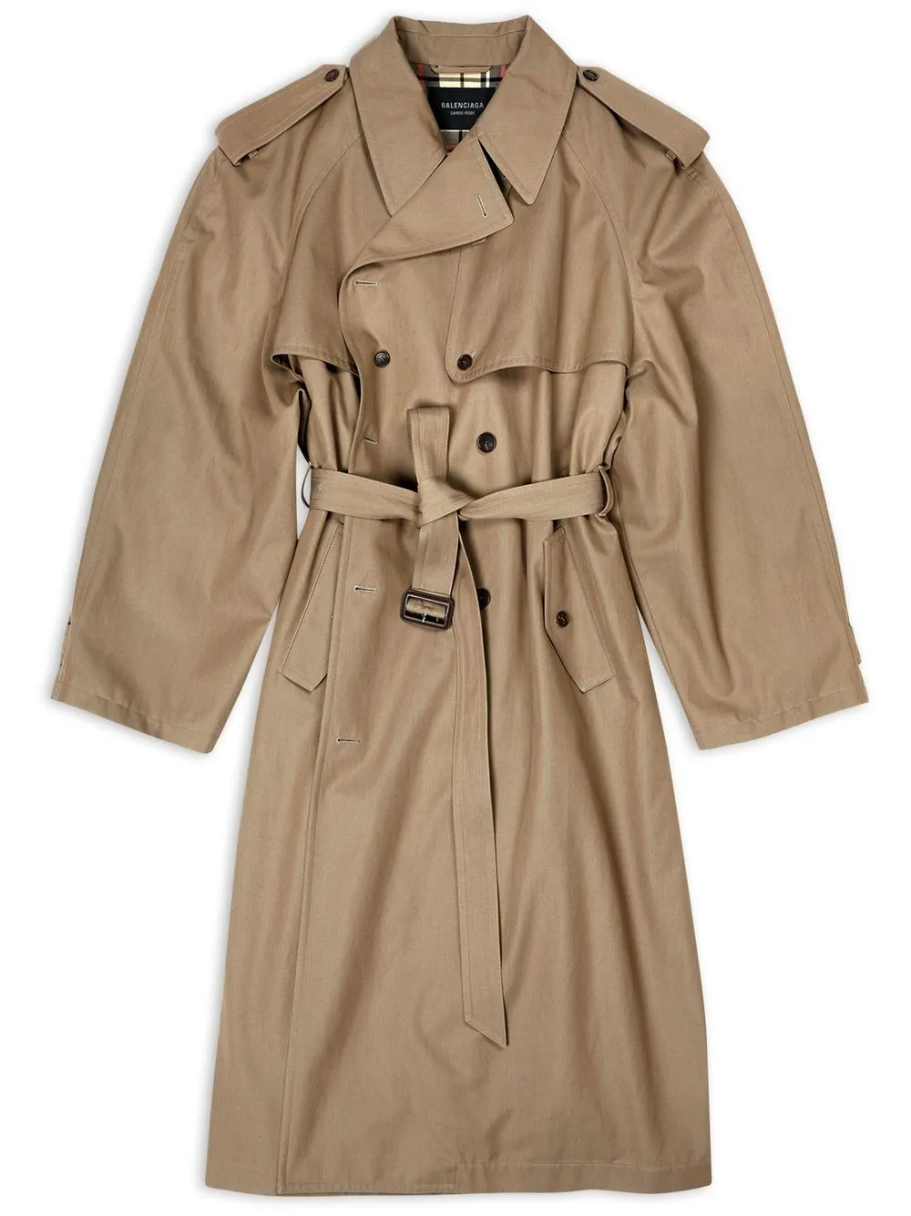 Balenciaga Oversized Belted Trench Coat In Neutrals