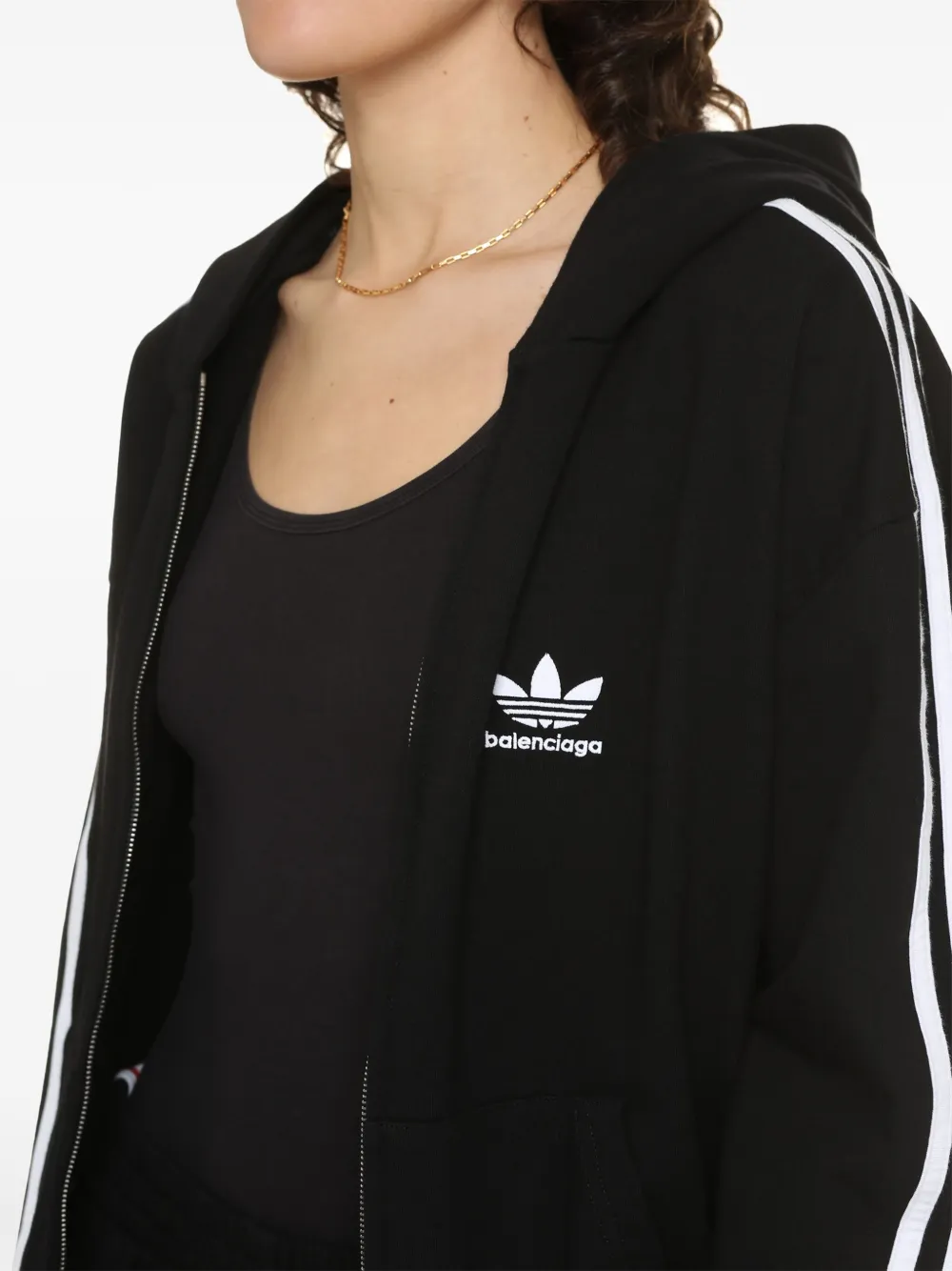 Balenciaga x Adidas 3-Stripes zip-front Hoodie | Black | FARFETCH