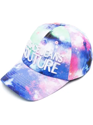 ⭕️ VERSACE JEANS Cap Hat Logo Designer Tie-dye Blue White Purple Denim ⭕️ VERSACE JEANS Cap Hat Logo Designer Tie-dye Blue White  main image 4