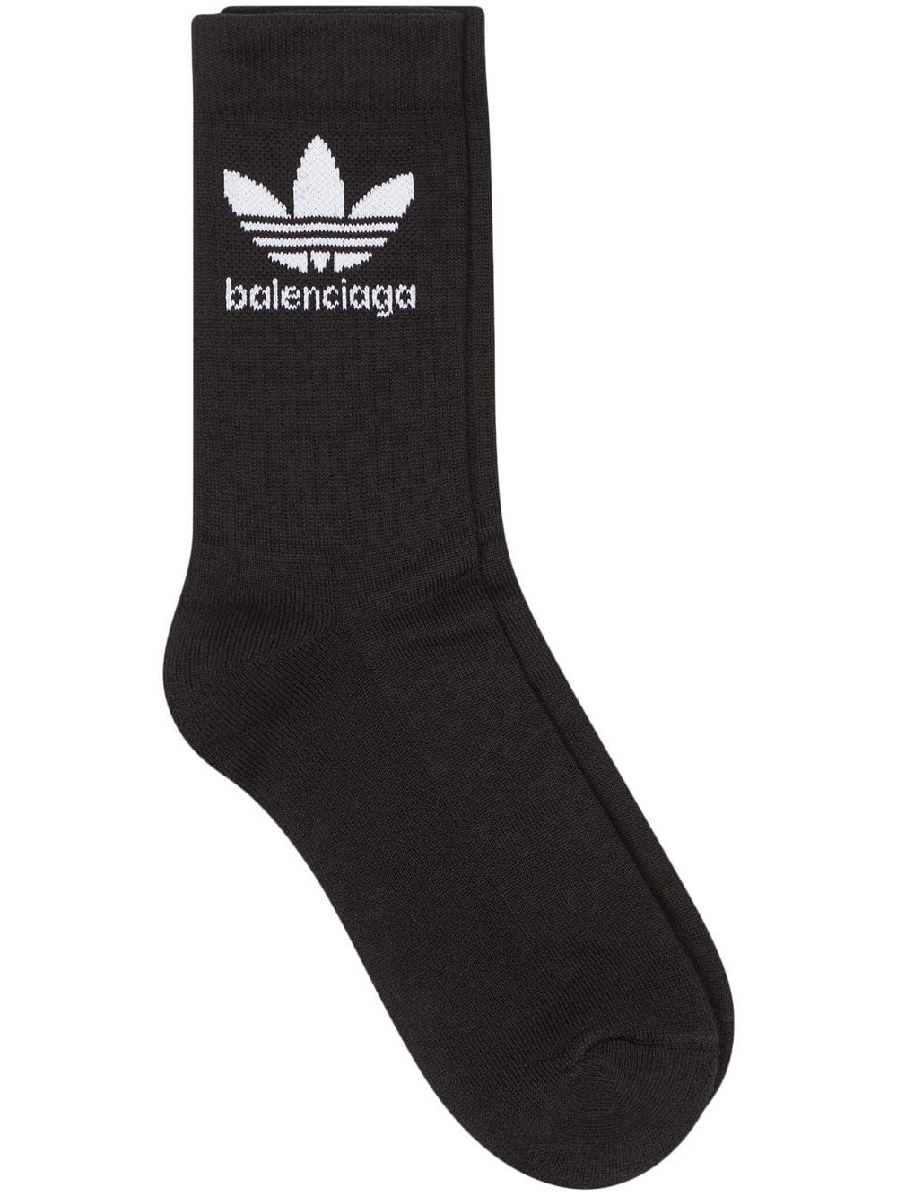 Balenciaga X Adidas Logo-embroidered Socks In Black