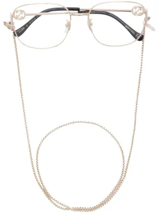 Gucci Eyewear round-frame Chain Glasses - Farfetch