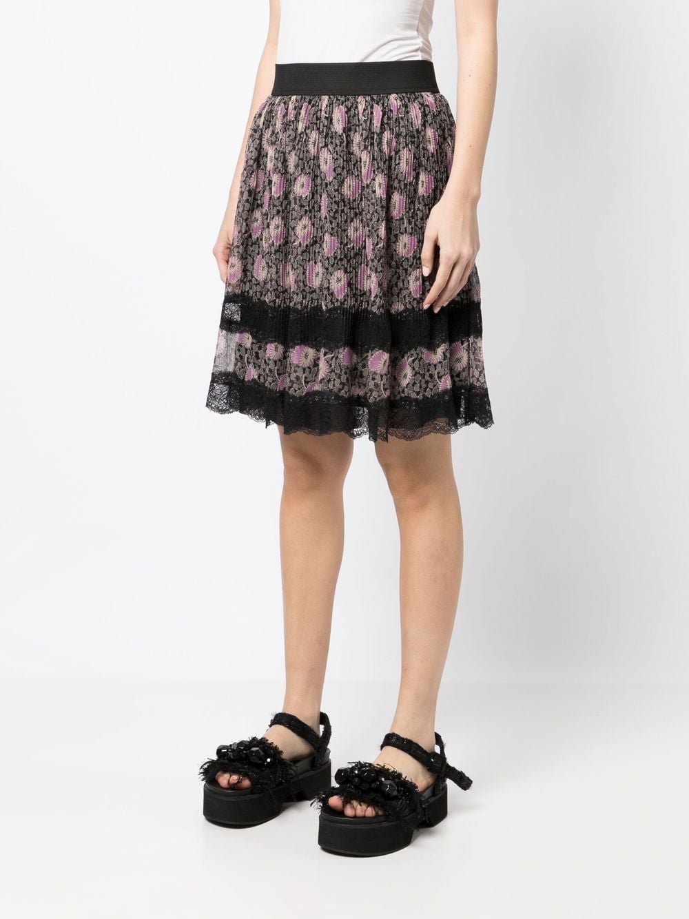 Shop Anna Sui Floral-print Pleated Skirt In Multicolour