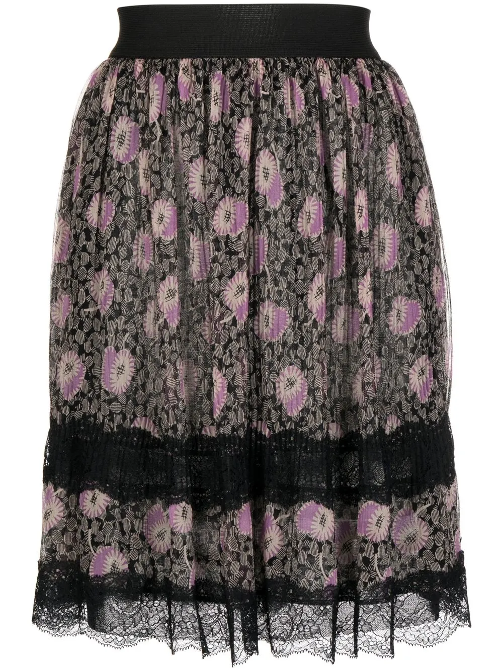 Anna Sui Floral-print Pleated Skirt In Multicolour