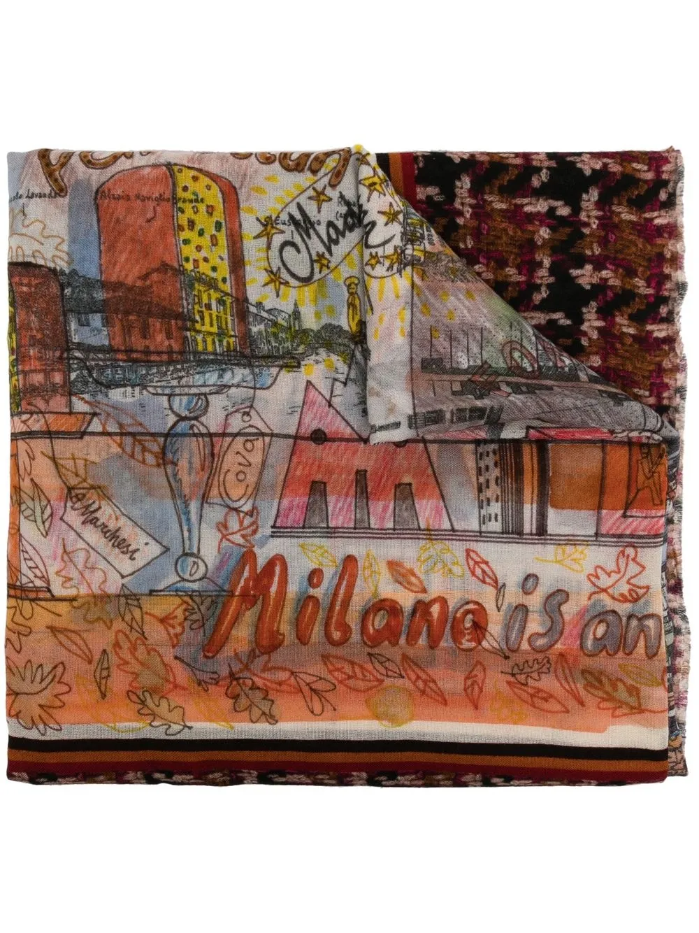 

Faliero Sarti Milano-print wool scarf - Multicolour