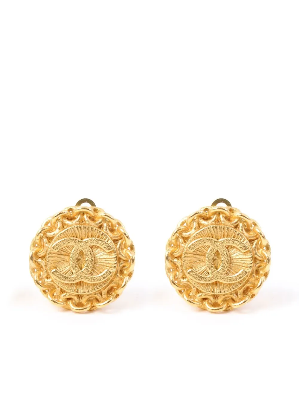 

Chanel Pre-Owned aretes de botón con logo CC 1995 - Dorado