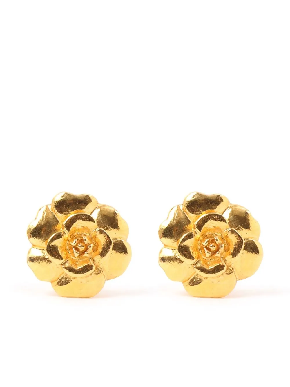 

CHANEL Pre-Owned camellia motif clip-on earrings - Gold