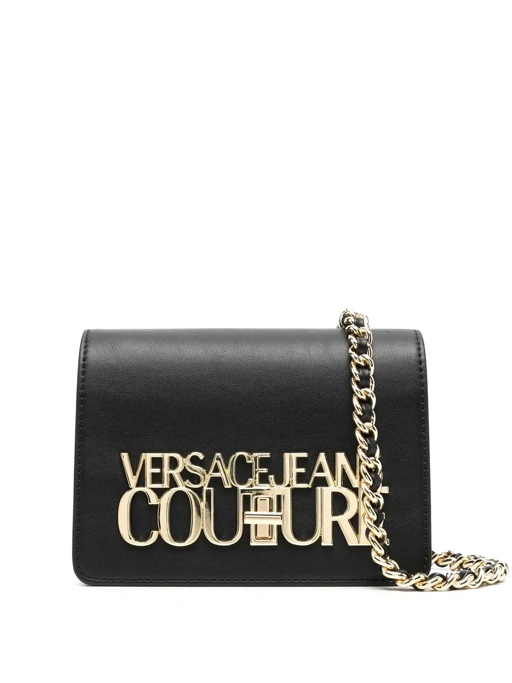 

Versace Jeans Couture bolsa crossbody con letras del logo y cadena - Negro