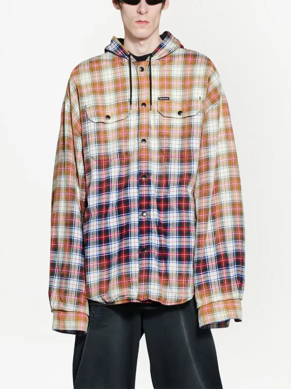 Balenciaga check-pattern Bleached Shirt Jacket - Farfetch