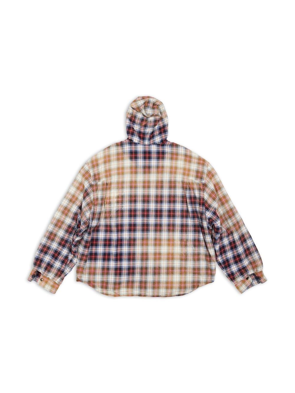 Shop Balenciaga Check-pattern Bleached Shirt Jacket In Neutrals