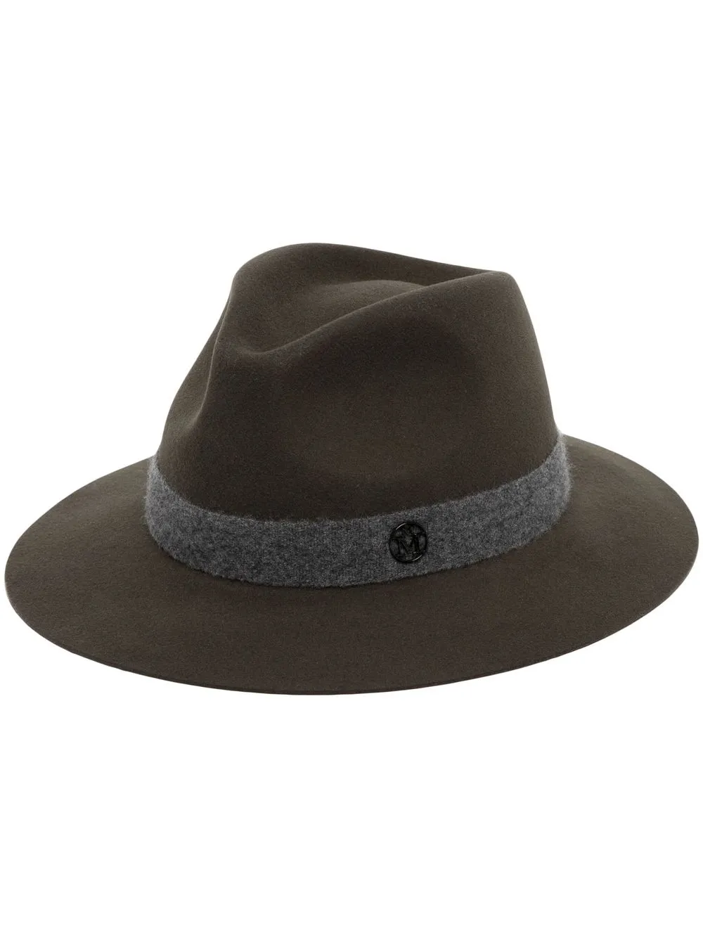 

Maison Michel logo-plaque fedora hat - Green