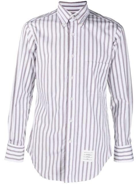 logo-patch striped shirt