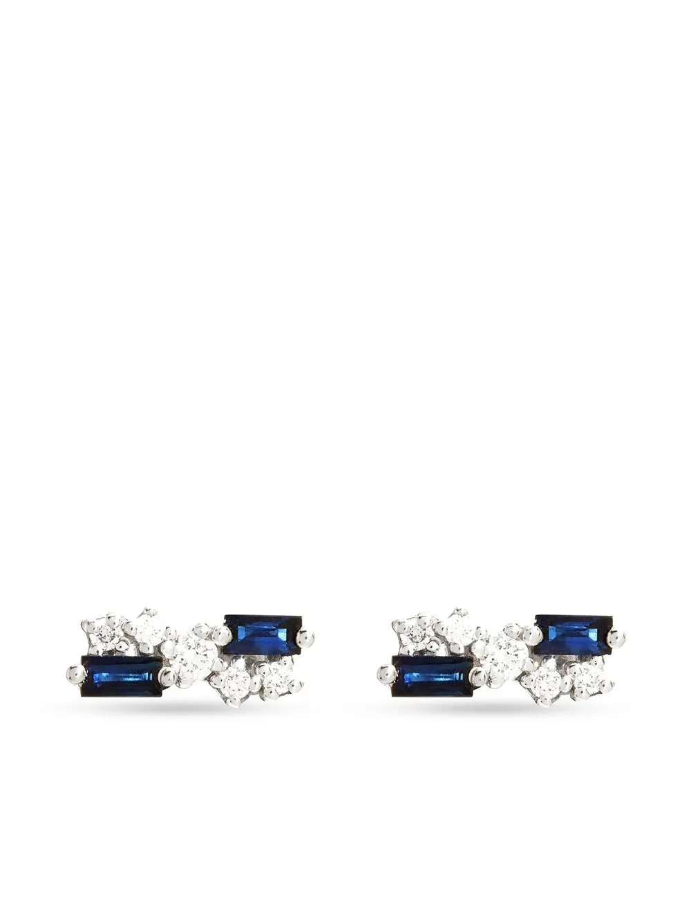 

Suzanne Kalan aretes en oro blanco de 18kt con diamantes y zafiro - Plateado