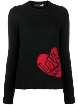 Love Moschino Logo Intarsia crew-neck Jumper - Farfetch