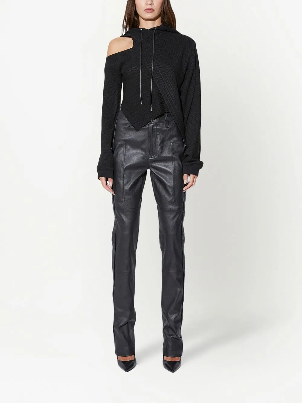 RTA Hoodie met open schouders - Zwart