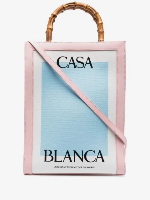 Casablanca logo-print bamboo-handle tote bag
