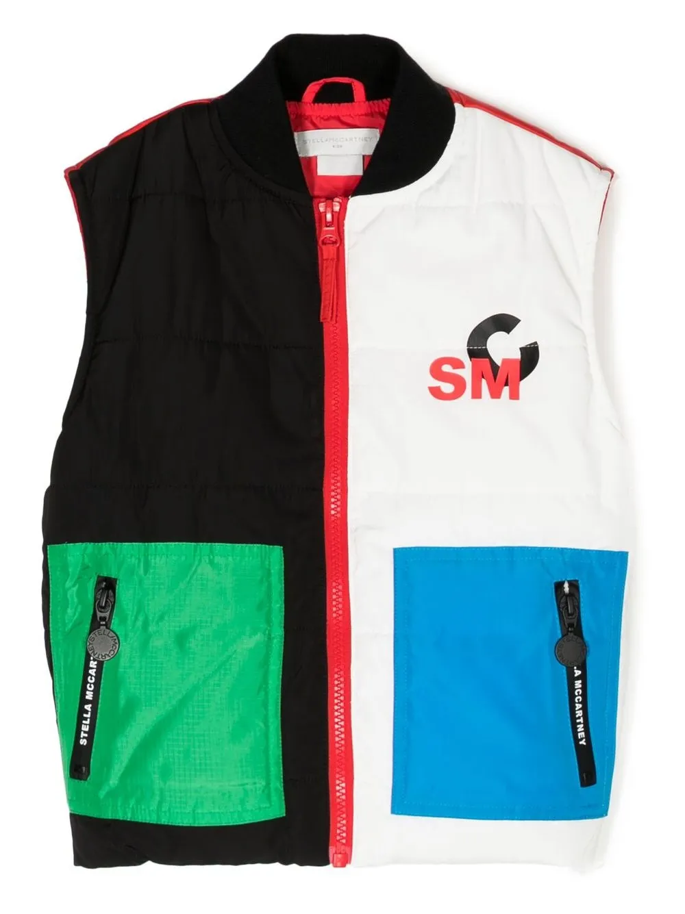 

Stella McCartney Kids colour-block logo-print gilet - Black