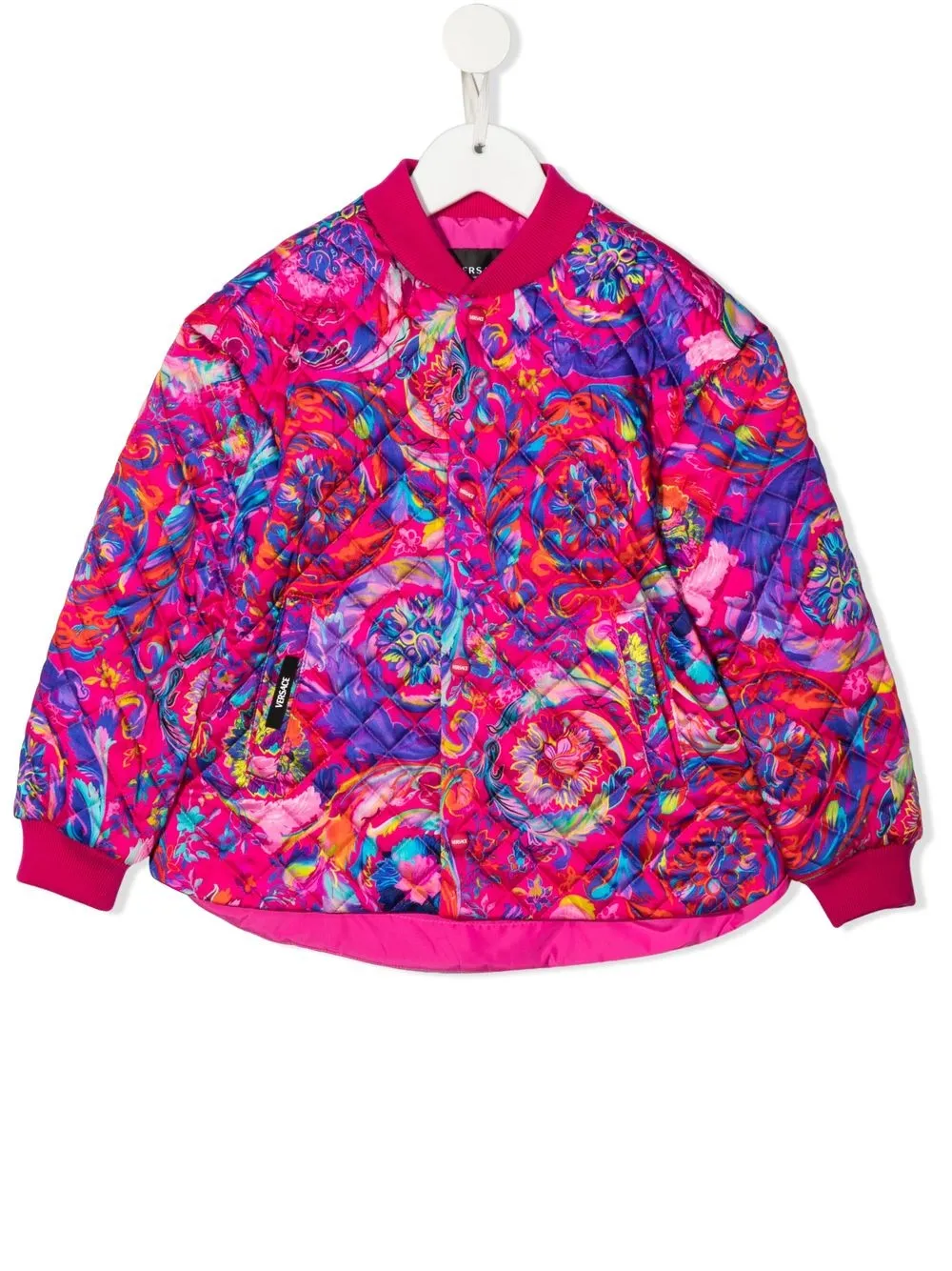 

Versace Kids floral-print quilted bomber jacket - Pink