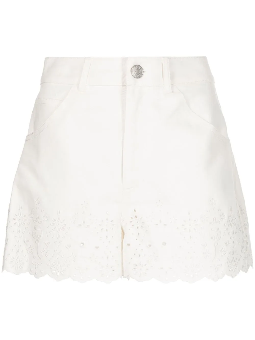 

STAUD broderie-anglaise trim shorts - White