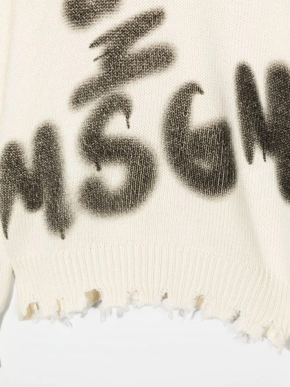  Msgm Kids Pullover Mit Saum In Distressed Optik   Nude 