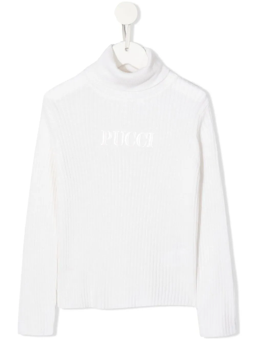 

PUCCI Junior suéter tejido de canalé con logo bordado - Blanco