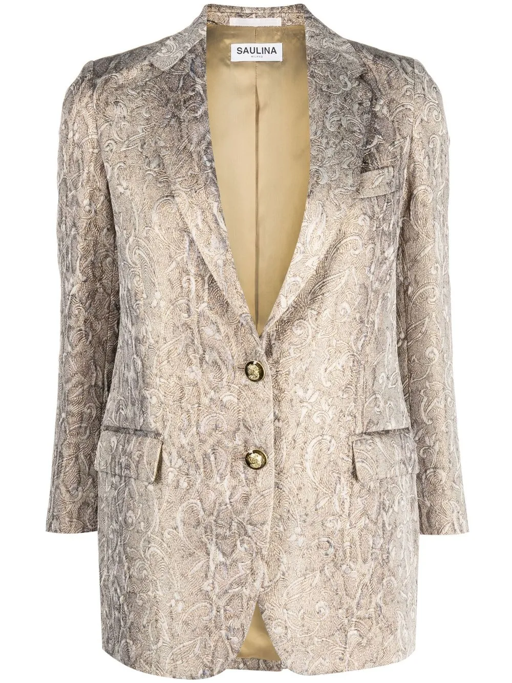 

SAULINA full-jacquard single-breasted blazer - Gold