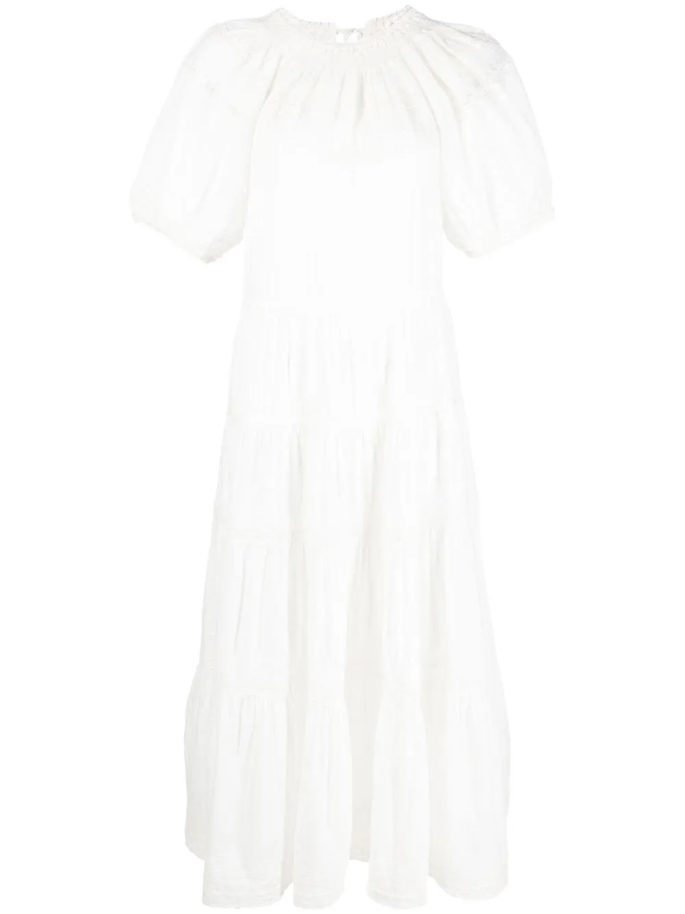 

The Great. vestido corto con falda a capas - Blanco