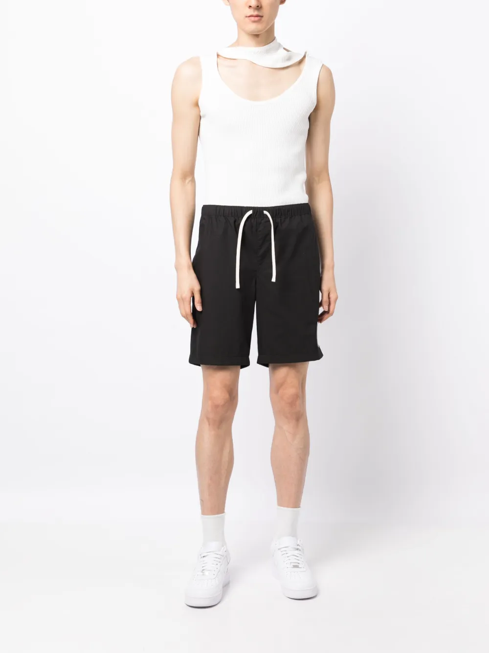 ROMEO HUNTE logo-patch cotton shorts - Zwart